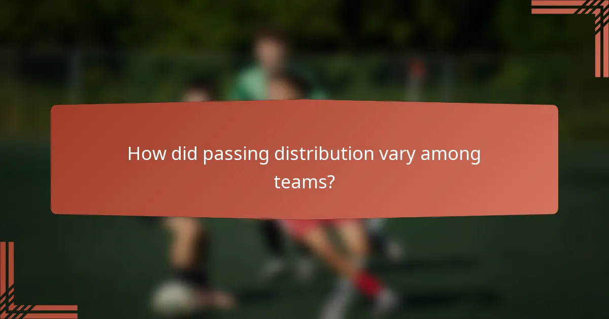 How did passing distribution vary among teams?