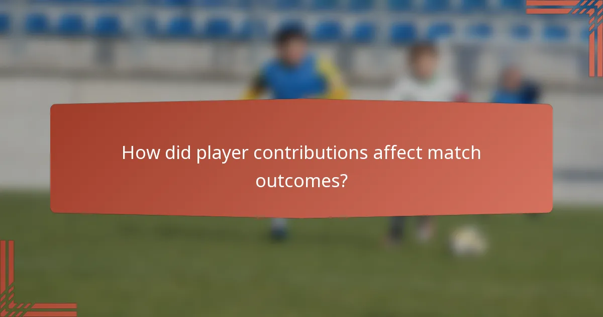 How did player contributions affect match outcomes?
