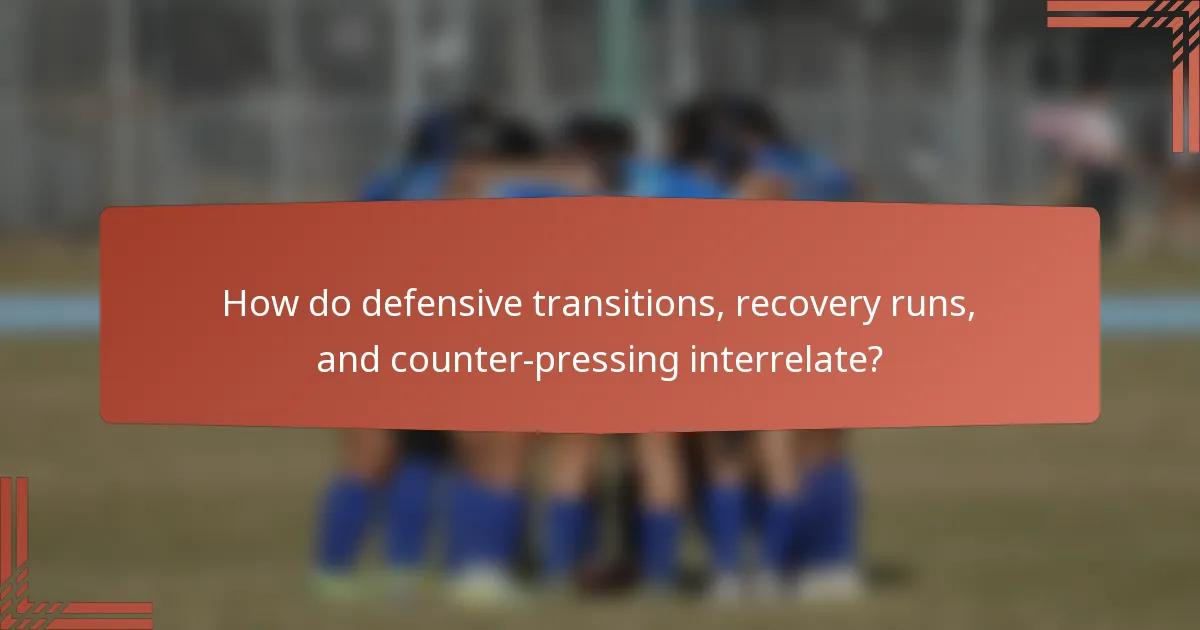 How do defensive transitions, recovery runs, and counter-pressing interrelate?