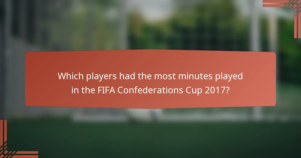 Which players had the most minutes played in the FIFA Confederations Cup 2017?