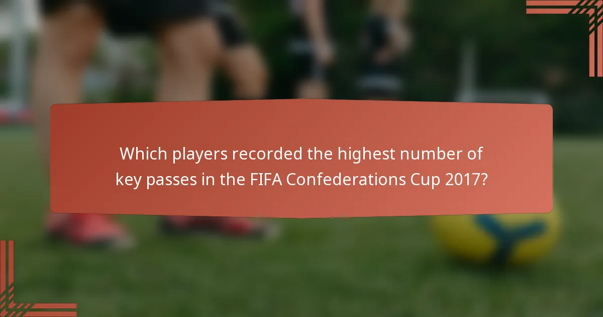 Which players recorded the highest number of key passes in the FIFA Confederations Cup 2017?