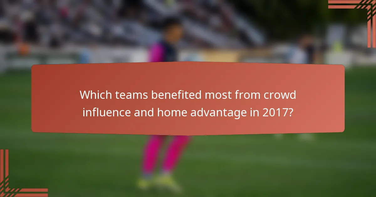 Which teams benefited most from crowd influence and home advantage in 2017?