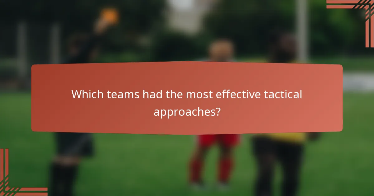 Which teams had the most effective tactical approaches?