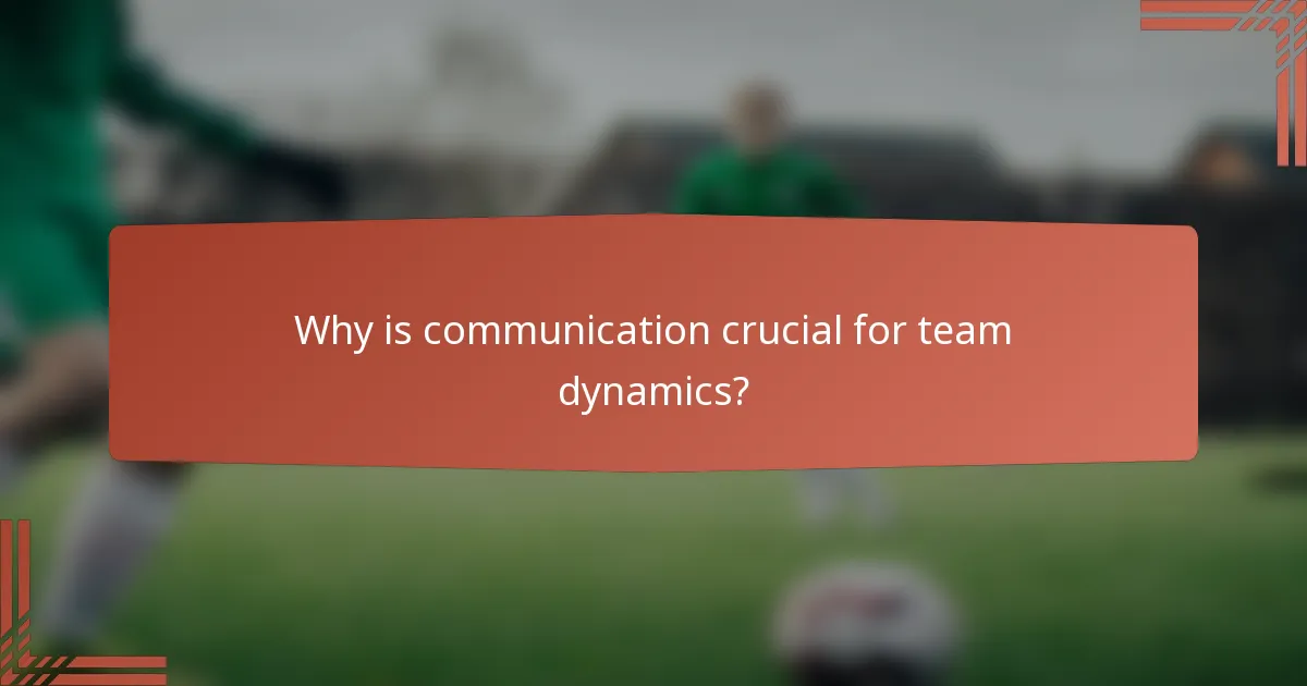 Why is communication crucial for team dynamics?